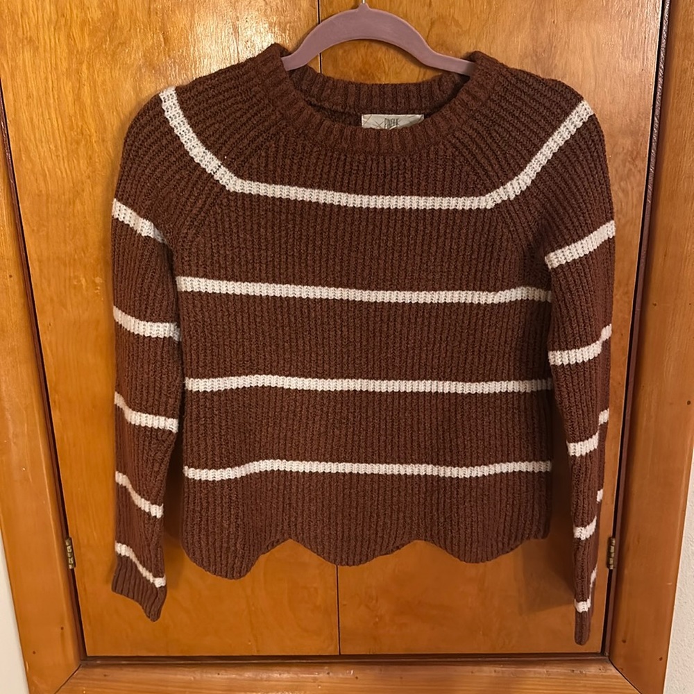 Burnt Orange Striped Sweater